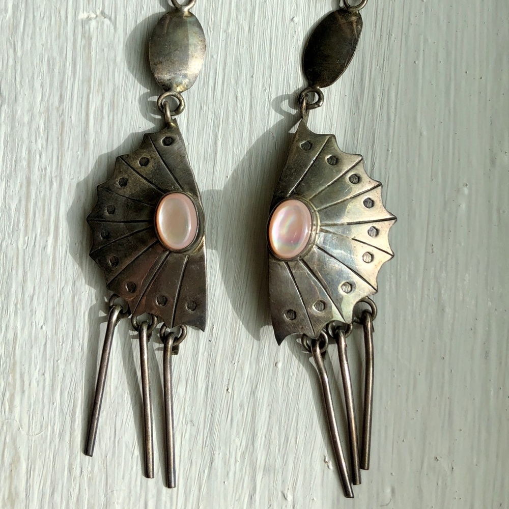 Real silver with pink opal stone